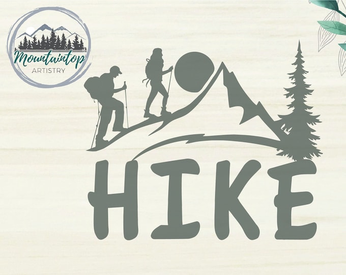 Hiking Wall Art Couple Hiking PNG The Mountains Are Calling Gift For Hikers Shirt SVG Trail Addict Mountain Decor Hike More Worry Less SVG
