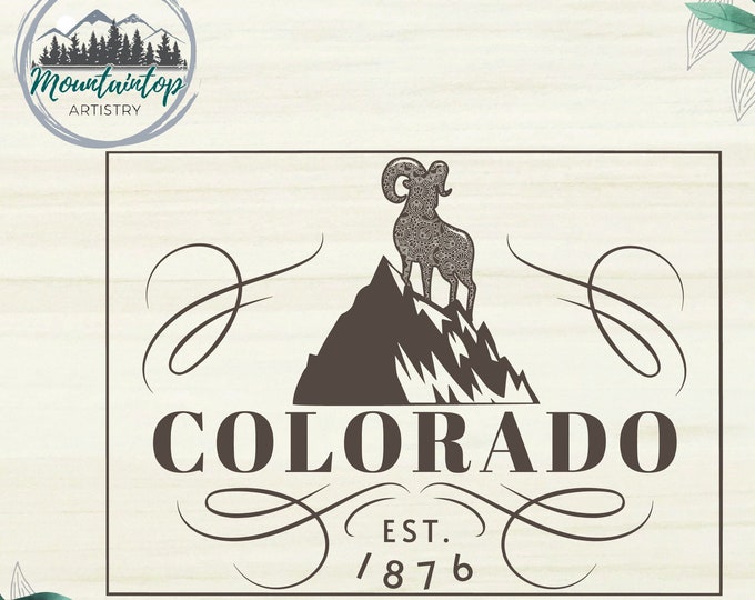 Colorado State Animal SVG Bighorn Sheep Gift Colorado Mountains DXF laser engraving cut file Rocky Mountains SVG Colorado Wall Art Outdoorsy