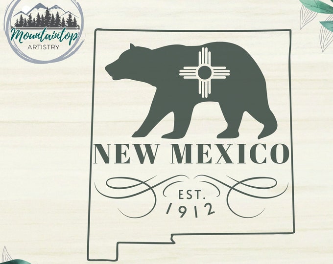 New Mexico State SVG, New Mexico State Outline, New Mexico Black Bear DXF Laser Engraving Cut File