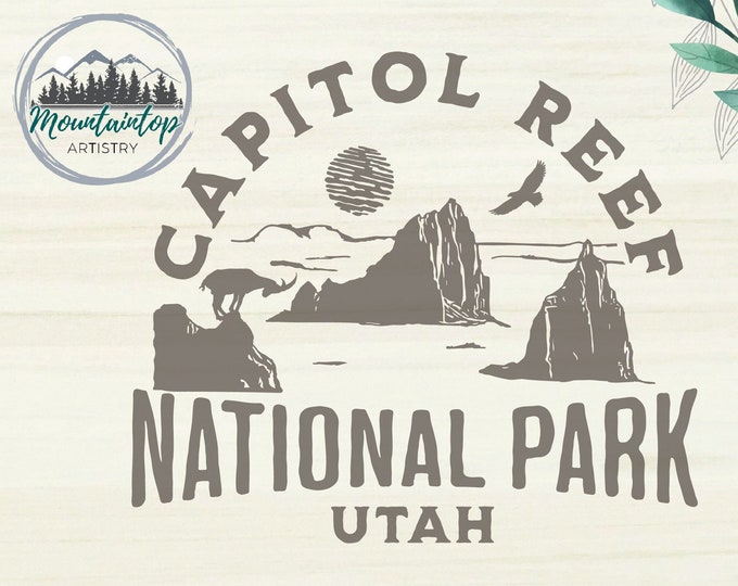 Capitol Reef National Park Gift Utah Wall Art National Park Shirt PNG Capitol Reef SVG Mountain Goat Decor Desert Vibes Utah Gift For Hikers