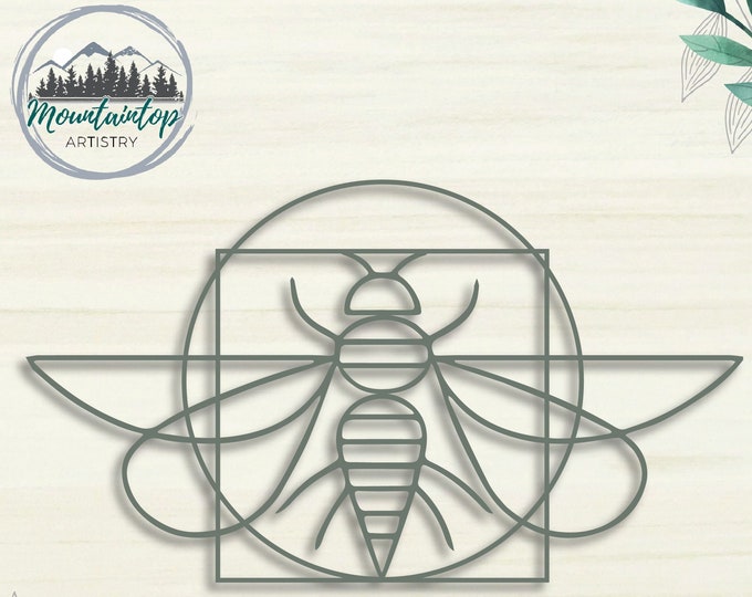 Vitruvian Bee SVG, Save The Bees, Vitruvian Man Da Vinci Wall Art Decal, CNC laser engraving cut file