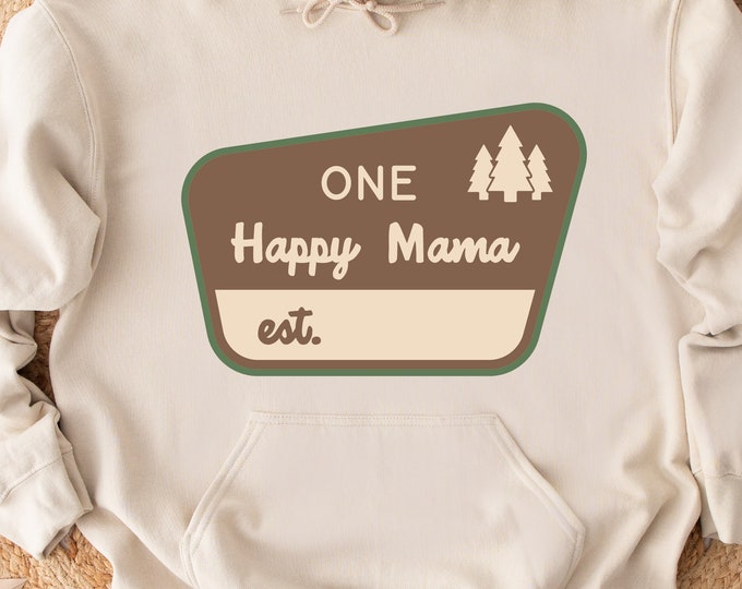 One Happy Mama Sign First Birthday Decor Happy Camper Customizable Sign National Park Baby Shower Camping Decor One Happy Camper POD Designs