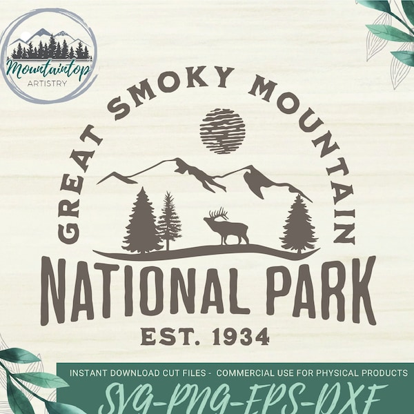 Great Smoky Mountain National Park SVG, Smoky Mountain National Park, Mountain SVG, National Park Laser Engraving Cut File