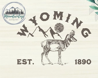 Wyoming Pronghorn SVG, Wyoming Antelope SVG, Wyoming State SVG, Wyoming Gift Ideas, Antelope, Pronghorn Goat,