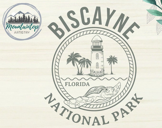 Biscayne National Park SVG, Florida Sea Turtle, Florida State, National Park Gift Ideas, Florida Endangered, DXF Laser Engraving Cut File