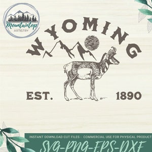 Art mural du Wyoming cadeau cow-boy antilope du Wyoming SVG chemise de l'État du Wyoming PNG cadeau du Wyoming art mural antilope antilope d'Amérique fichier de gravure laser