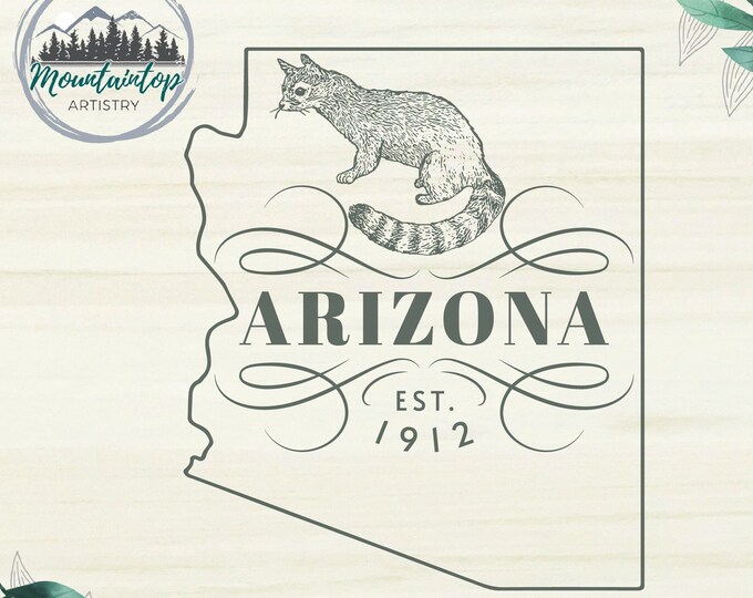Arizona Gift Desert Wall Art Arizona State Animal Shirt PNG Arizona Miner's Cat Print Desert Wildlife Art Arizona POD Designs Ringtail Cat
