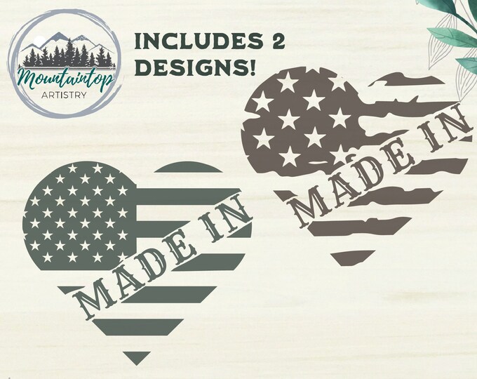 Made In The USA Heart Flag SVG, Heart Flag, Stars and Stripes Heart SVG, Flag Bundle, American Flag Shirt Ideas, United States Gift Ideas
