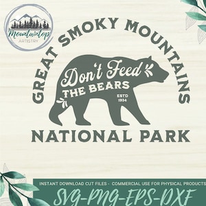 Camicia del Parco Nazionale Great Smoky Mountains PNG Non nutrire gli orsi Wall Art Great Smokies PNG Tennessee SVG Parco Nazionale Regalo Orso Nero