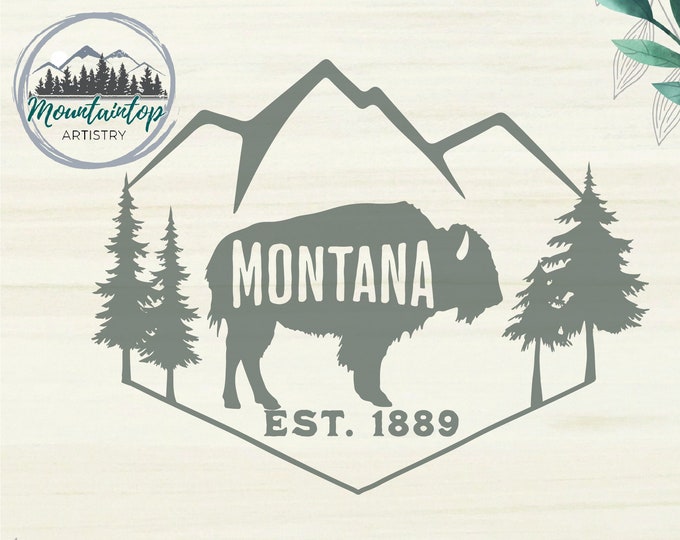Montana Bison SVG, Montana Art, Bison SVG, Montana Buffalo SVG, Bison Tshirt Ideas, American Bison, Bison Laser Engraving Cut File