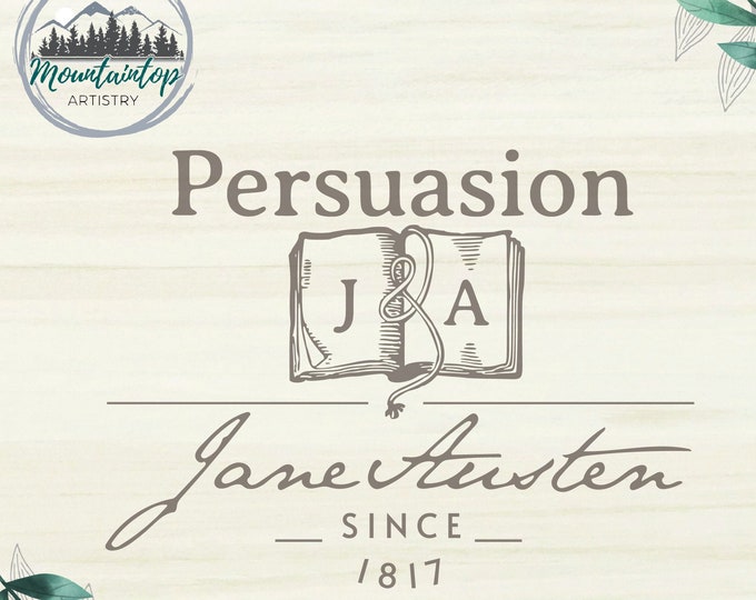 Persuasion Novel SVG, Jane Austen Gift Idea, Bibliophile Book Lover, Bookish DXF Laser Engraving Cut File