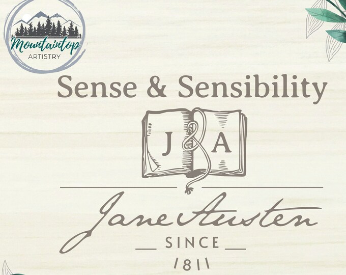 Sense and Sensibility Book, Jane Austen SVG Gift Idea, Bibliophile Book Lover, Bookish DXF Laser Engraving Cut File