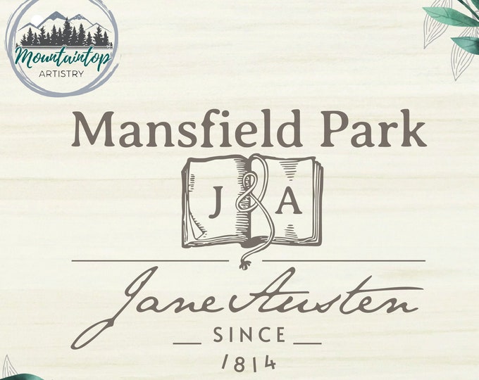 Mansfield Park Book SVG, Jane Austen Gift Idea, Bibliophile Book Lover, Bookish DXF Laser Engraving Cut File