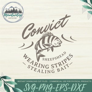 Sheepshead SVG, Ideas divertidas de regalos de pesca DIY, Pesca de agua salada DXF, Archivo de corte de pesca