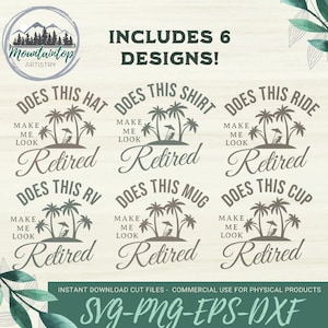 Retired SVG, Retired Design Bundle, Funny Retirement Gift Ideas, Retired DIY Shirt, Hat, Mug Ideas Laser Engraving Cut File