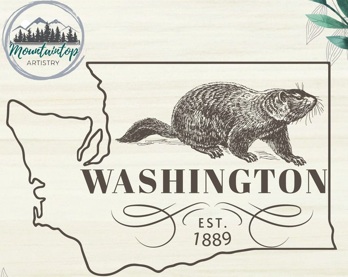 Washington State Gifts Washington Wall Art Marmot PNG Washington Gift Pacific Northwest Decor Washington POD Designs Pacific Northwest Art
