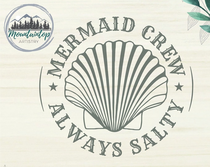 Mermaid Bachelorette Party Beach Vacation SVG Mermaid Crew PNG Shell Wall Art Beach House Decor Mermaid Decal Salty SVG Ocean Wall Art Gift