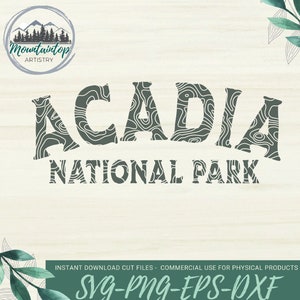 Acadia National Park SVG, Acadia National Park Topographic, National Park Gift Ideas, Maine SVG,