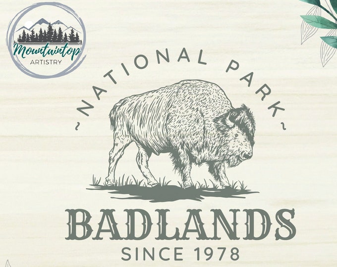 Badlands National Park Gift South Dakota SVG Badlands Shirt PNG Buffalo Wall Art Bison Decor South Dakota POD Designs Buffalo Sublimation