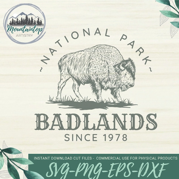 Badlands National Park Gift South Dakota SVG Badlands Shirt PNG Buffalo Wall Art Bison Decor South Dakota POD Designs Buffalo Sublimation