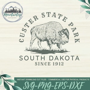 Custer State Park SVG, South Dakota SVG, Bison, Buffalo, South Dakota cadeau-ideeën, Custer State Park lasergravure gesneden bestand