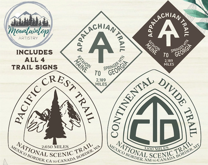 Appalachian Trail Sign Continental Divide Trail Marker Pacific Crest Trail Shirt PNG Trail Marker Wall Art Trail Sign Hiking Gift Mountain