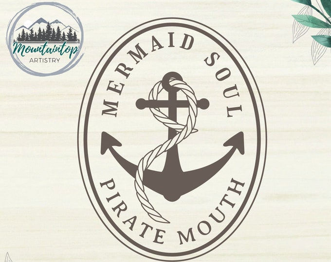 Pirate Mouth Shirt PNG Beach Vacation SVG Mermaid Soul Gift Beach Decor Nautical Gifts Mermaid Wall Art Pirate Decor Mermaid Shirt PNG