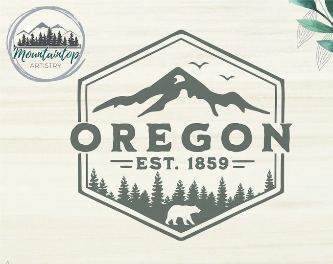 Oregon Wall Art Mountain Decor Oregon Gift Black Bear Decor Adventure Printable Oregon Decal Mountain PNG Oregon Shirt PNW Oregon POD Design