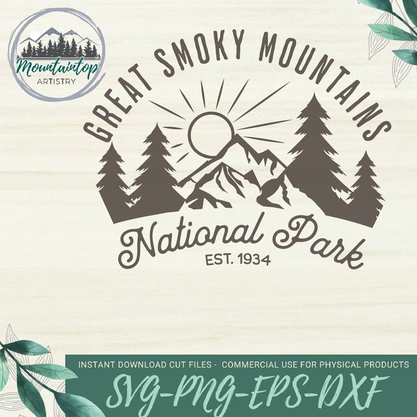 Great Smoky Mountain National Park Gift Tennessee Shirt Smoky Mountains Wall Art National Park Decor North Carolina POD Designs Smoky Mtns