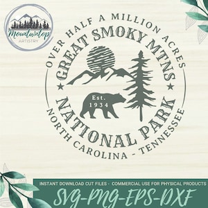 Great Smoky Mountains SVG, National Park Decor, Smoky Mountains, National Park Gifts, Smoky Mountains SVG, National Park Nursery,