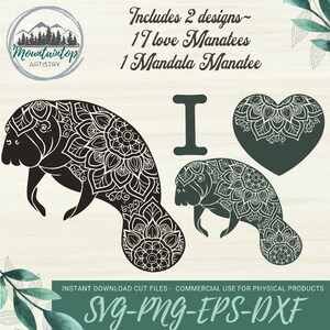 Manatee Mandala SVG, I love Manatees SVG, Mandala SVG