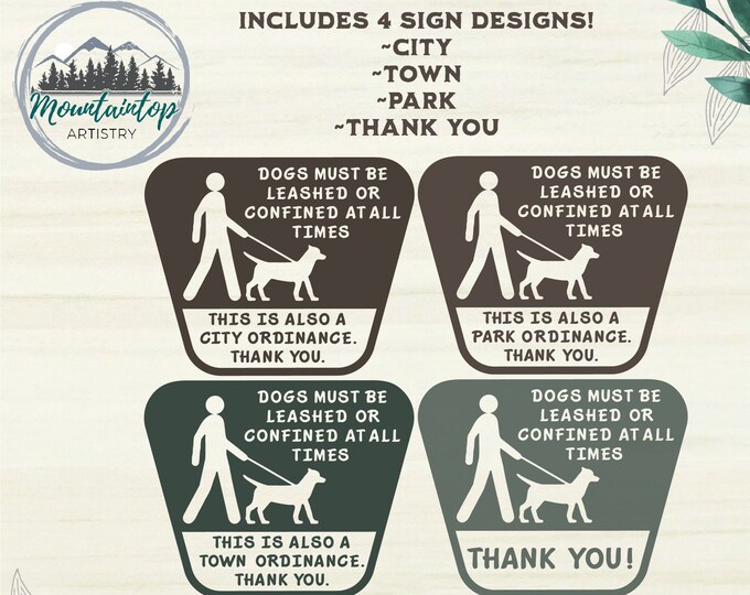 Dog Leash Sign SVG, National Park Dog Leash Sign, Dog Leash Sign Laser Engraving Cut File, Vacation Rental Sign, Dog Leash SVG, Dog Safety