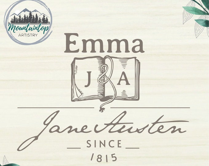 Emma Book SVG, Jane Austen Novel Gift Idea, Bibliophile Book Lover, Bookish DXF Laser Engraving Cut File