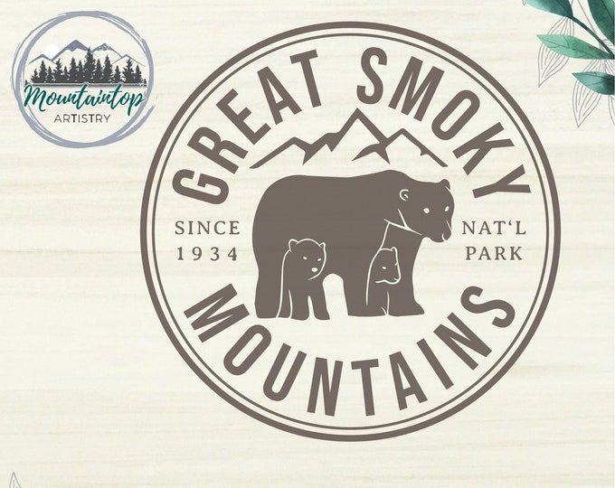 Great Smoky Mountains National Park SVG, Mama Bear SVG, Black Bear SVG, Great Smokies, Smoky Mountains Gift Ideas