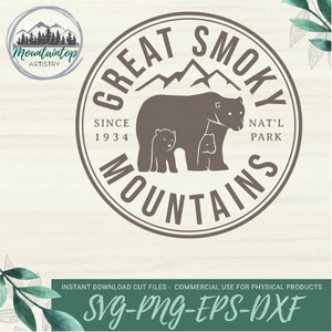 Great Smoky Mountains National Park SVG, Mama Bear SVG, Black Bear SVG, Great Smokies, Smoky Mountains Gift Ideas