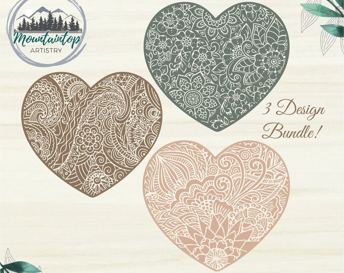Zentangle Heart SVG, Valentines Heart SVG, Heart Bundle SVG, Valentine's Day Gifts