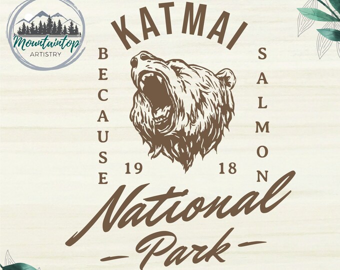 Katmai National Park SVG, Alaska National Park Cut File, National Park Laser Engraving Cut file DXF
