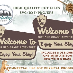 Classroom Adventure Sign National Park Theme Classroom 3rd Grade Adventure SVG Welcome To Class Sign Woodland Decor Forest Classroom Theme