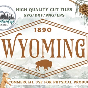 Badge Wyoming SVG Bison Shirt Art mural du Wyoming Décoration de bison Wyoming sublimation Design Buffalo PNG Bison Gift Wyoming POD Designs Buffalo Art