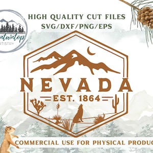 Chemise Nevada PNG art mural désert Joshua Tree Art Desert vibes chemise Nevada cadeau Coyote Decor Saguaro Cactus PNG Nevada montagnes SVG Saguaro