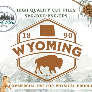 Wyoming SVG Bison Decor Wyoming chemise PNG Buffalo Art mural Wyoming cadeau pour papa Bison Sublimation Design Wyoming coupe fichier PNG à usage commercial