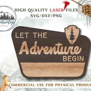 Let The Adventure Begin Sign Personalizable Laser Engraving File National Park Sign Woodland Wall Art Forest Wedding Sign Gift Nursery Decor