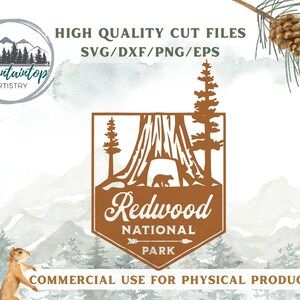 Parc national de Redwood SVG, cadeaux du parc national de Redwood, Art mural Redwoods