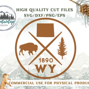 Cadeau du Wyoming Art mural bison Wyoming SVG Décoration de cabane en rondins Buffalo Wyoming Sticker Bison PNG Far West chemise SVG Buffalo Decor Cadeaux Yellowstone