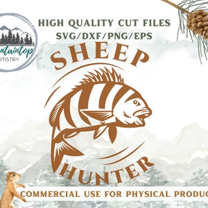 Sheepshead Hunter SVG, Sheepshead vissen geschenken, cadeaus voor vissers