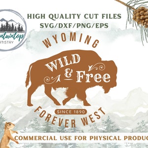 Wyoming SVG, décor de bison, art mural Buffalo, cadeaux du Wyoming