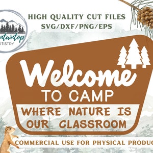 Bienvenue au panneau du camp, salle de classe Woodland, thème du parc national