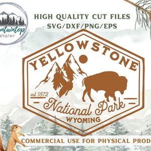 Yellowstone National Park Shirt PNG Wyoming Gift Yellowstone SVG Bison Wyoming Wall Art Yellowstone Gift Bison Decor Yellowstone POD Designs