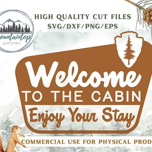 Log Cabin Decor National Park Sign Bienvenido a la cabina imprimible Front Porche Decor Woodland SVG National Forest Bienvenido a la decoración de la cabina