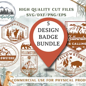 Pack Parc national de Yellowstone pour chemises PNG Cadeau Yellowstone Art mural Wyoming Insigne parc national SVG Yellowstone POD Designs Wyoming